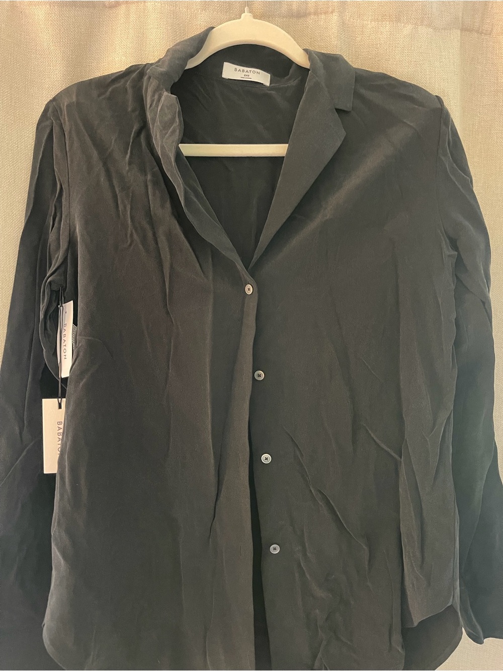Babaton Black Long-Sleeve Button Front Blouse